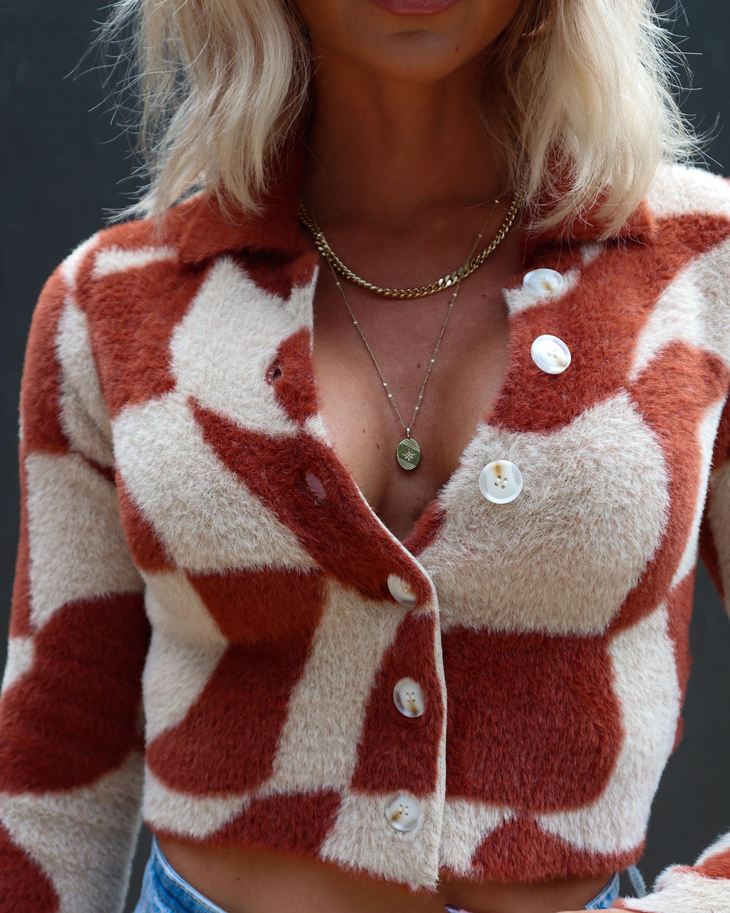 Janet Fuzzy Knit Collared Cardigan - Se7enfashion
