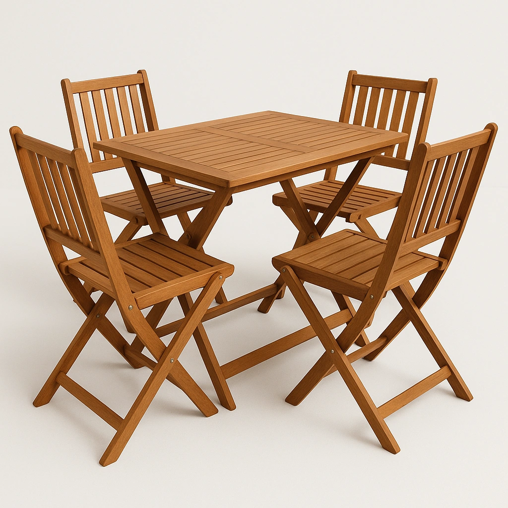 Conjunto de jardín Conjunto mesa y sillas Marrón Madera Exterior