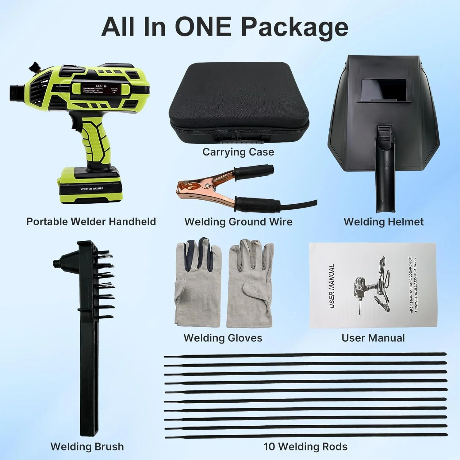Handheld Welding Machine 110V 20-120Amp Portable ARC Welder Gun Hand Held Welder Machine with IGBT Inverter 6 Variable Current Adjustment for 1/16''-1/8'' Welding Rods Welding Tool Kit - Image 14