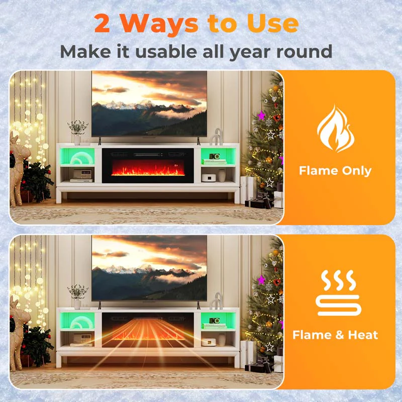Eletriclife 36 Inches Electric Fireplace Heater Recessed with LED Strip Lights