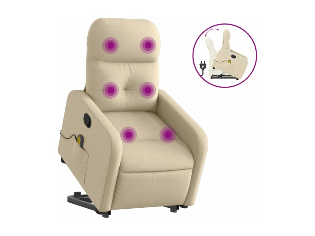Silla de masaje reclinable de pie de tela color crema