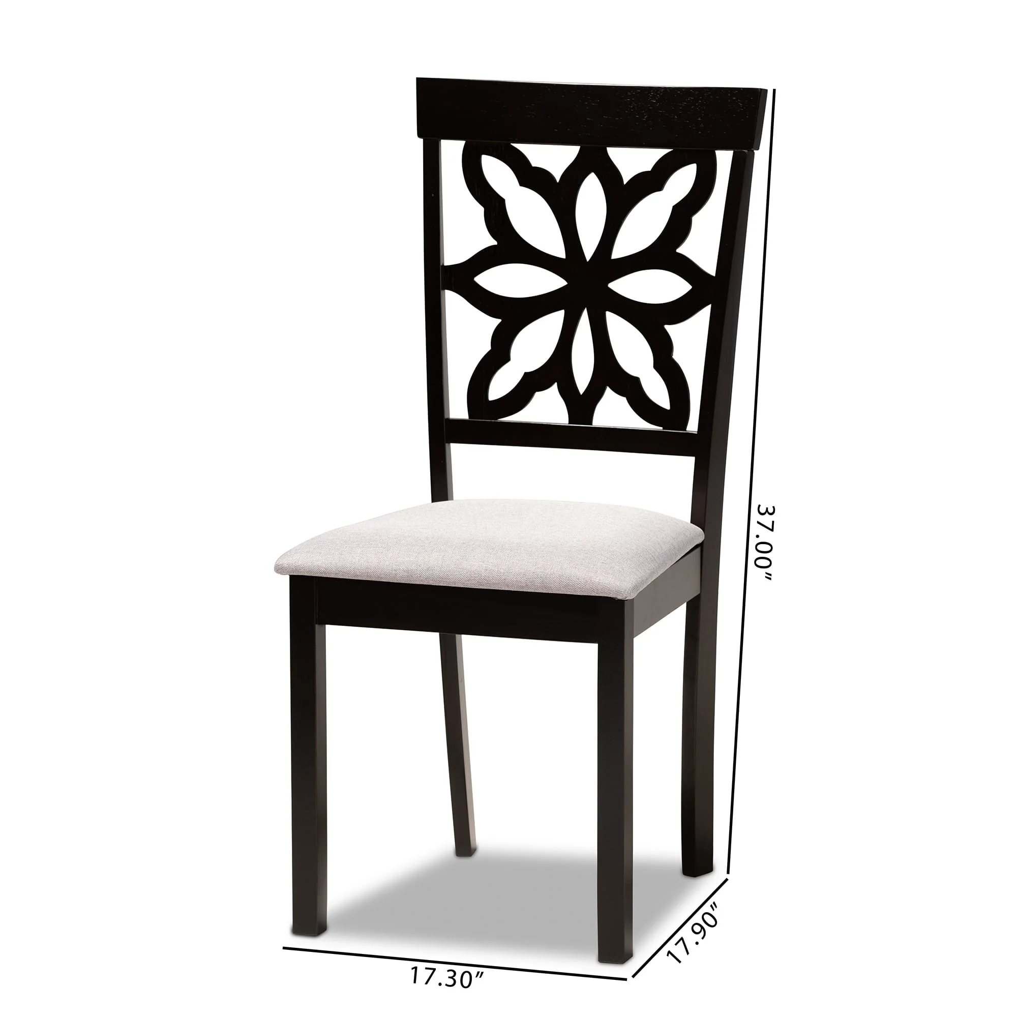 Baxton Studio Samwell Modern and Contemporary Grey Fabric Upholstered and Dark Brown Finished Wood 2-Piece Dining Chair Set - Image 7