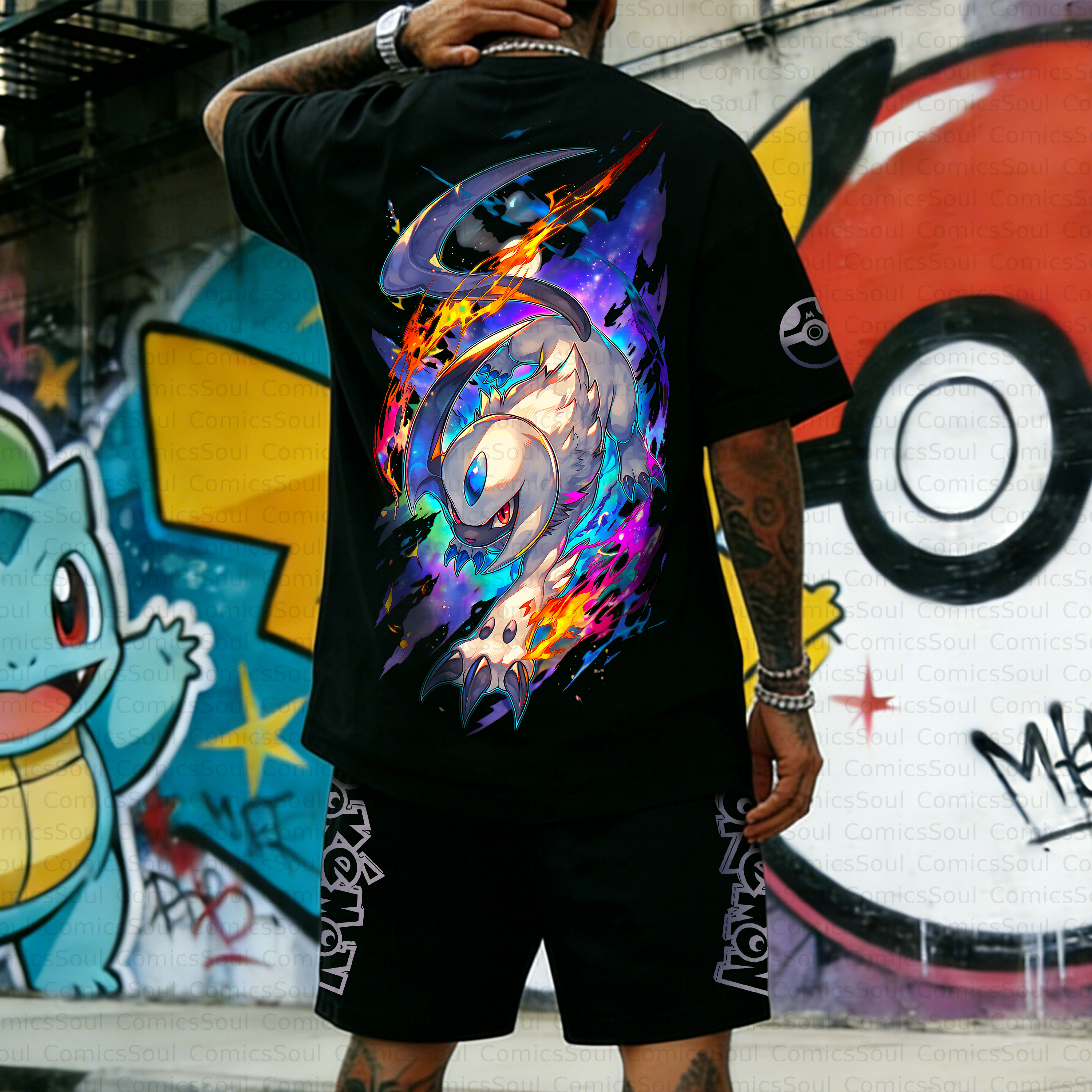 Unisex Anime Inspired Vintage T-shirt& Shorts 2 Pieces Set