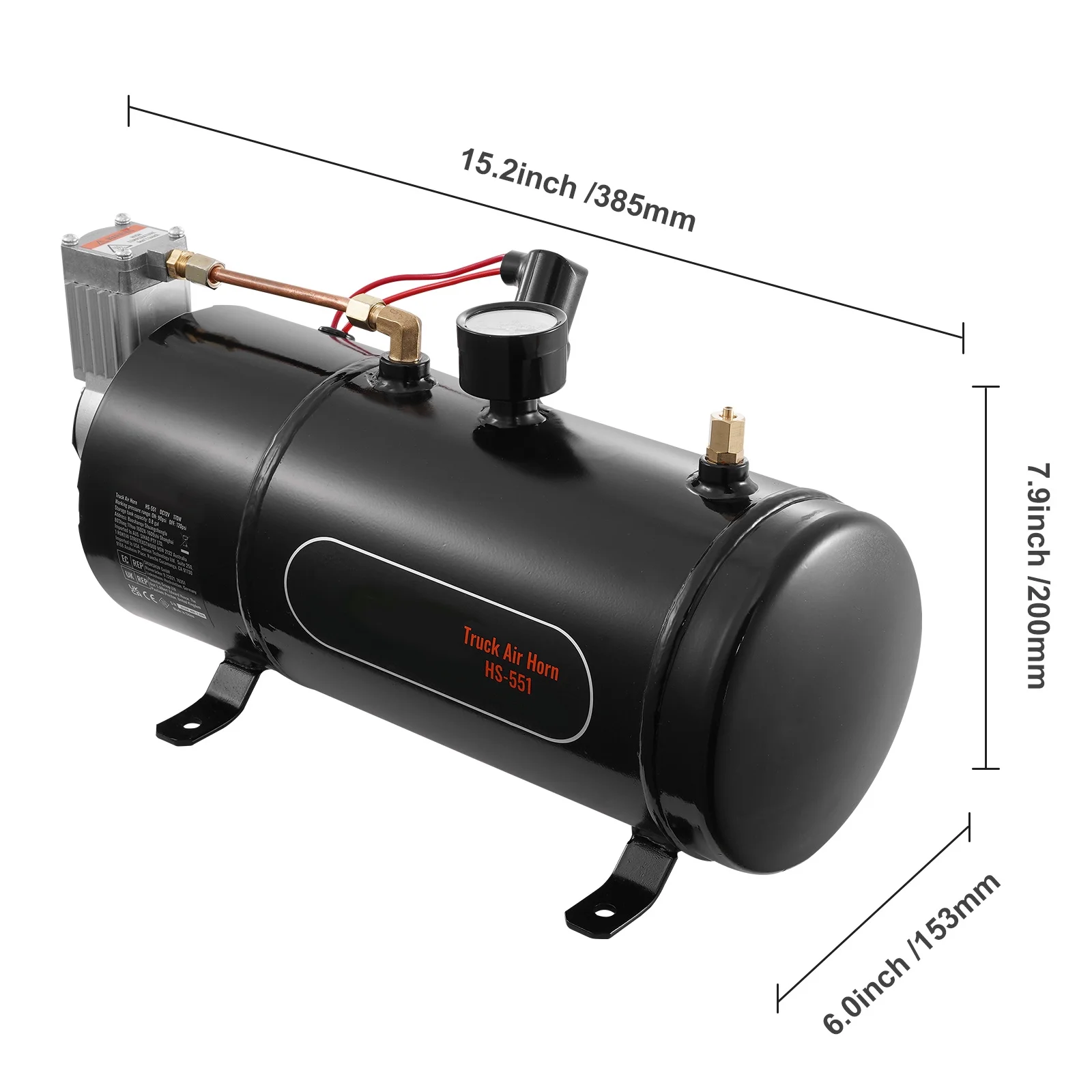 KFFKFF 12V Air Compressor System, 0.8 Gal/3L Tank, 120 psi, Ideal for Train Horns, Tire Inflation, and Air Mattresses, Onboard Compressor with Tank - Image 7