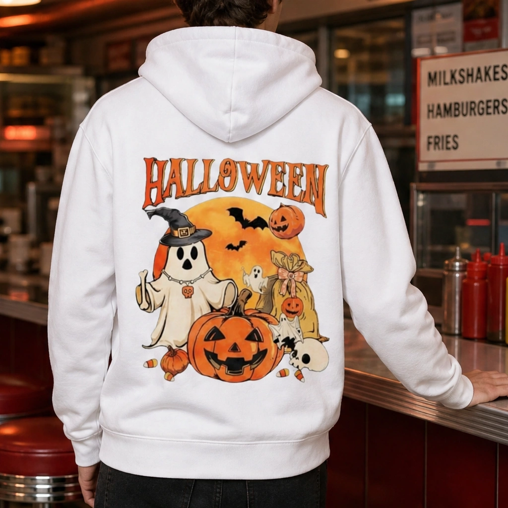 Halloween Party Hoodie — Love Pumpkin Spooky Print Unisex Sweatshirt for Family Matching, Fall Winter Casual Pullover TeeThreads Sustain the Scene with Custom Apparel