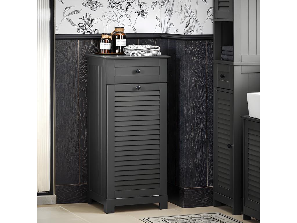 Armario para Ropa Sucia Mueble Multifuncional para Baño con 1 Cesto y 1 Cajón Gris 40 x 38 x 90 BZR73-DG Cozetiq