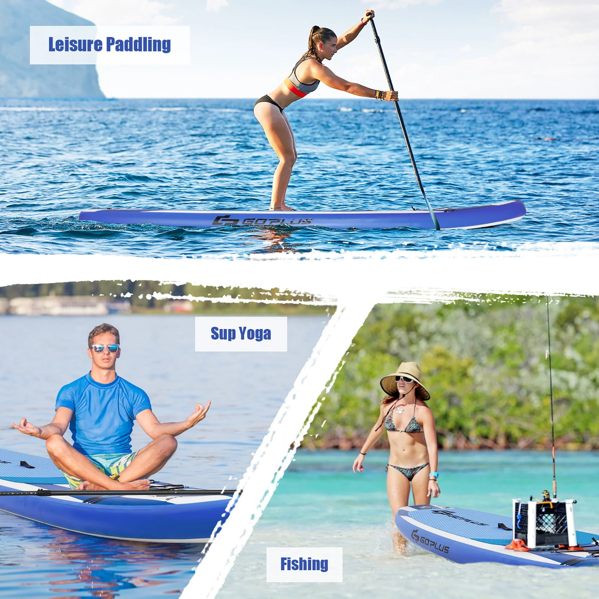 Goplus 11’ Inflatable Stand Up Paddle Board SUP W/Carrying Bag Aluminum Paddle Navy - Image 8