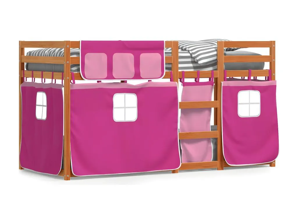 Litera con cortinas Hogarve maciza de Hogarve rosa 90x200 cm vfpk16208