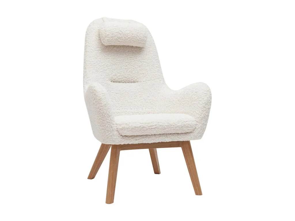 Sillón nórdico de tejido efecto borreguillo y madera Quietena