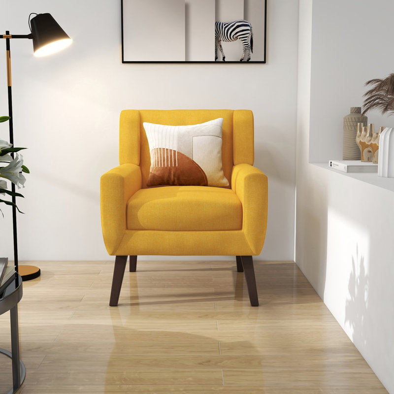 WAYFAIR George Oliver Jaqueze Yellow Linen Blend