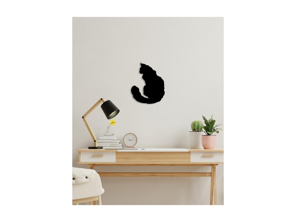 Decoración de Metal Gato 93, Negro, 36x0,15x44 cm, hogvips