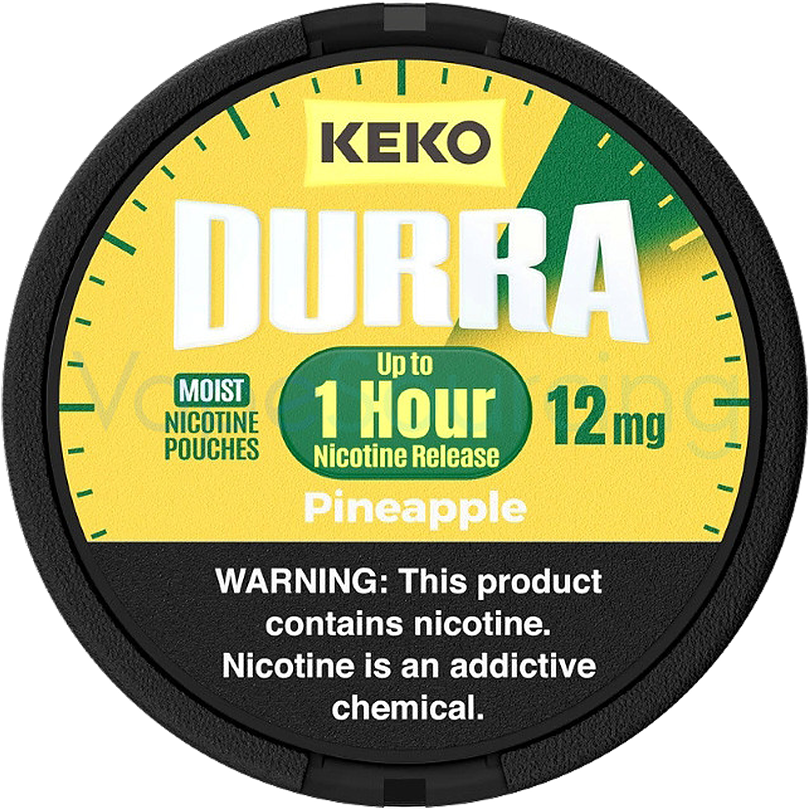 KEKO Pineapple 12mg nicotine pouches — Slim Moist Pouch can with 20 strong pineapple pouches