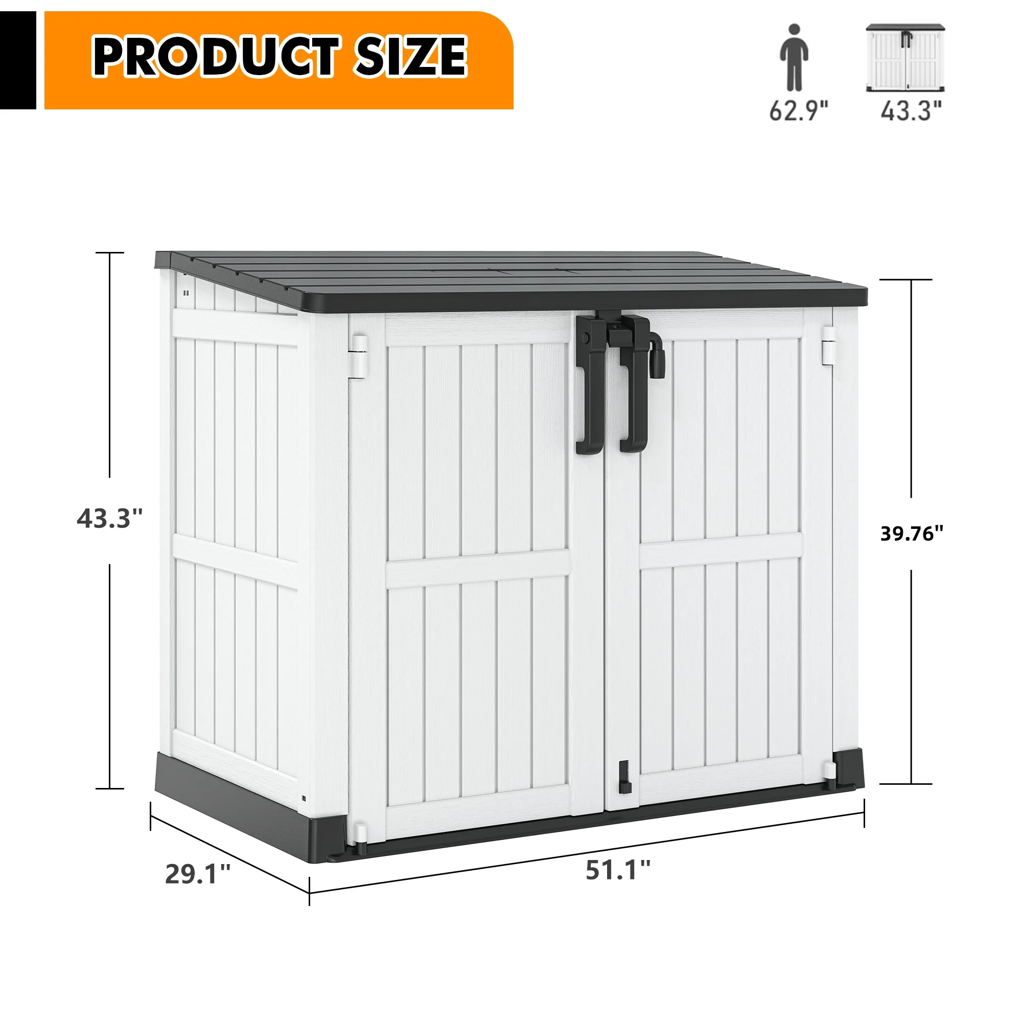 Bifanuo Outdoor Resin Storage Shed 34 Cu.ft Garden Storage Extra Large Capacity Weather Resistant Storage Box, Lockable Resin Waterproof Shed for Bike, Lawnmowe, Garden Tools - Image 2