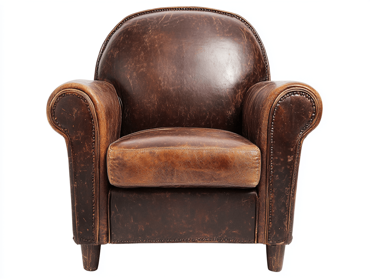 Sillón infantil tapizado 60×56×62 cm – piel sintética marrón envejecida – estilo vintage club con tachuelas decorativas