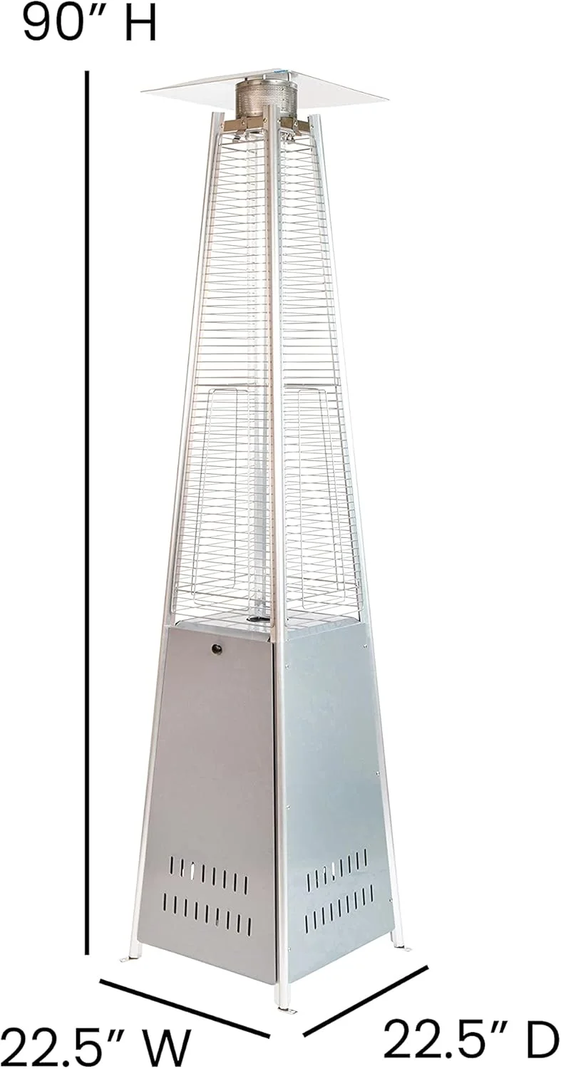 Segmart 48,000 BTU Pyramid Patio Heater, Tall Standing Outdoor Propane Heater with Wheels & Tip-Over Safety Protection, Visible Flame Glass Tube for Backyard, Garden, Commercial Use - Gray - Image 11