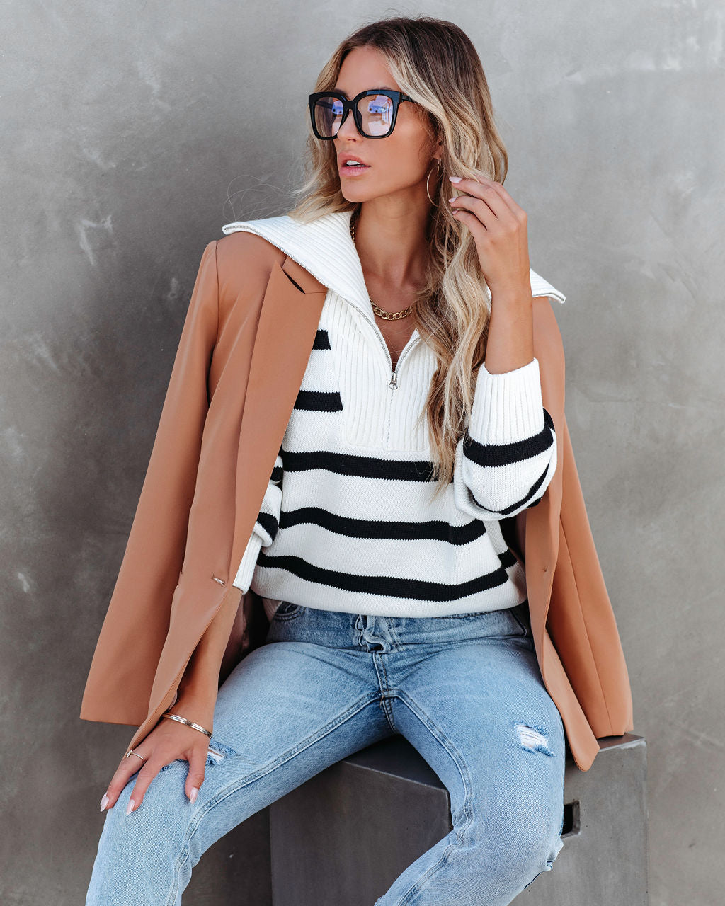 Oakley Cotton Striped Knit Pullover Sweater - White - Se7enfashion