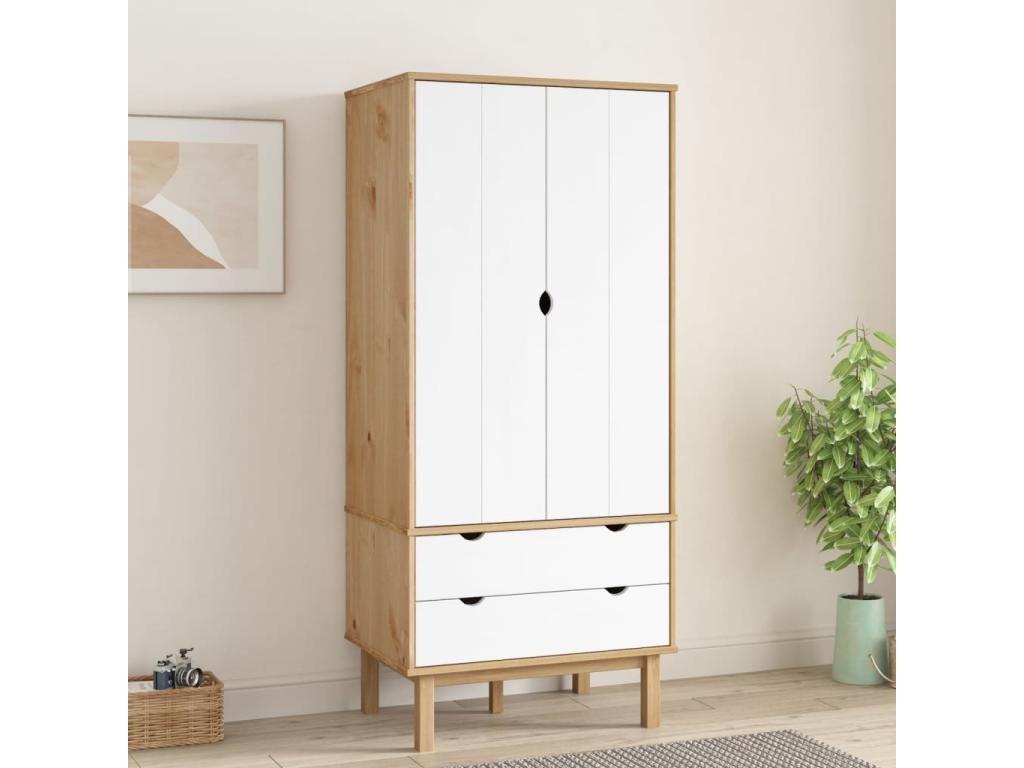 OTTA Armario Marrón y Laocacasas 76,5x53x172 cm Madera maciza de pino