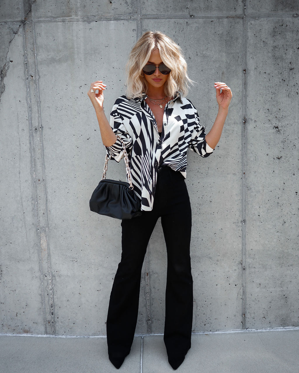 She Was Curious Satin Printed Button Down Top - Se7enfashion