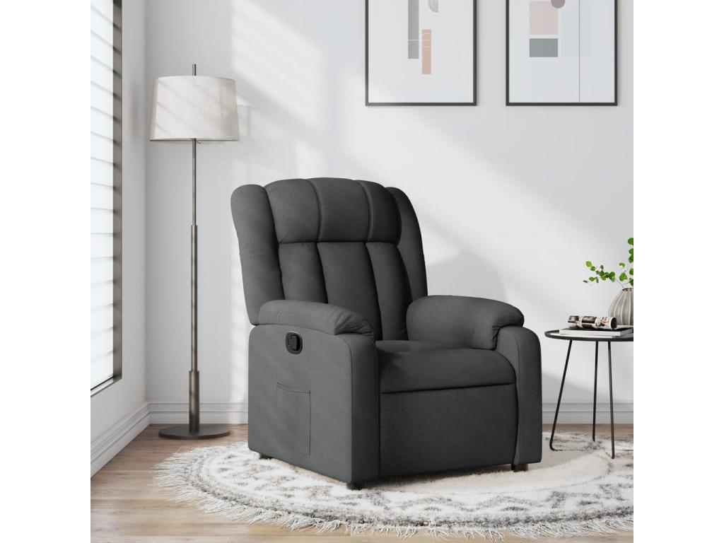 Sillón reclinable de tela gris oscuro
