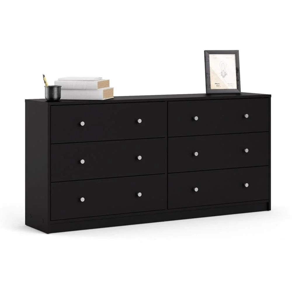 Pemberly Row 3PC Engineered Wood Dresser and Nightstands Bedroom Set in Black