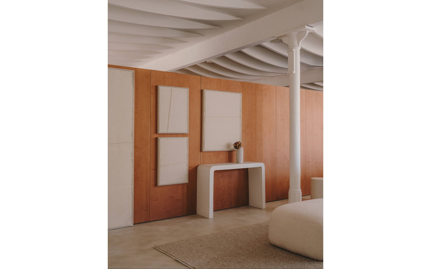 Kave Home - Wit Maha-schilderij met horizontale lijn 52 x 72 cm