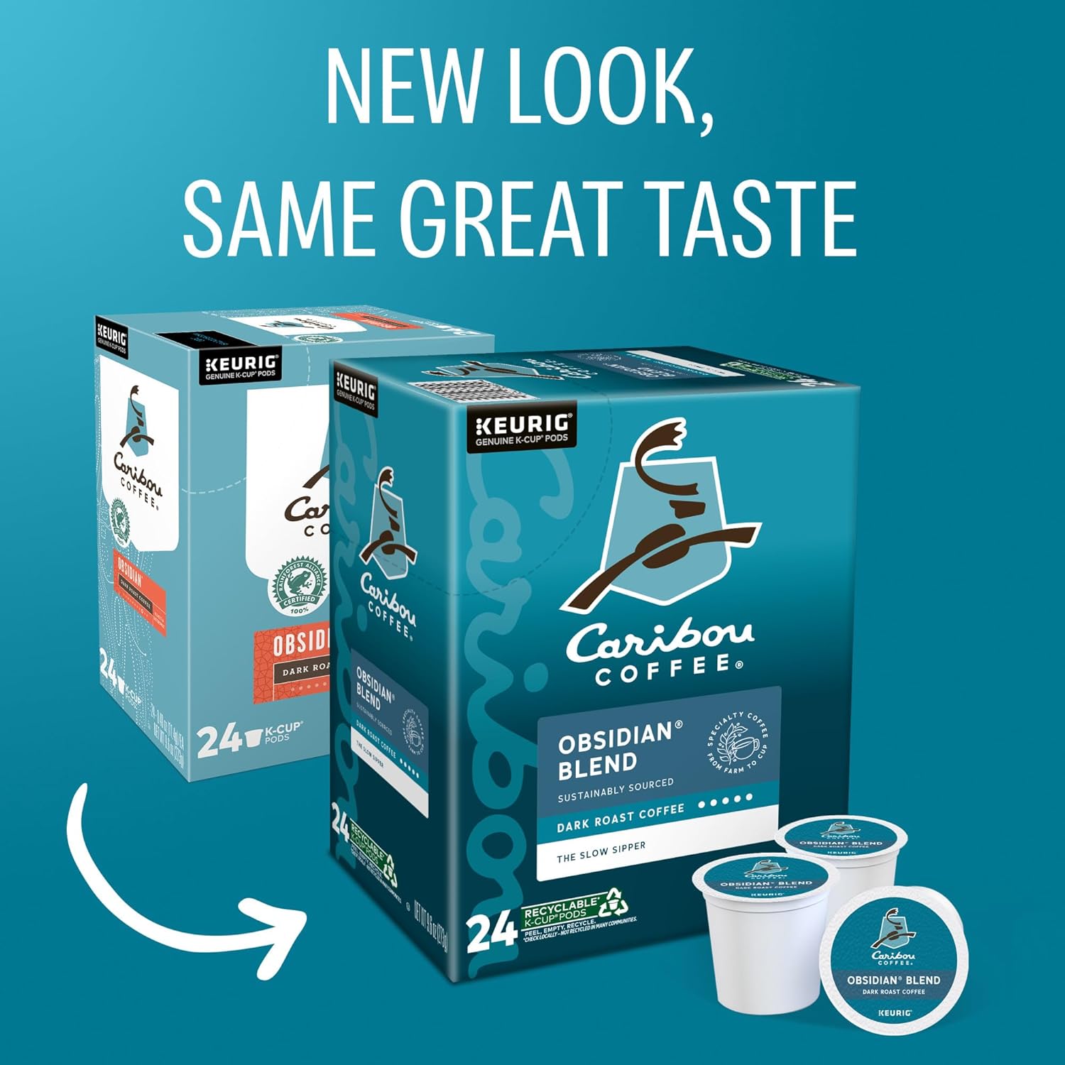 Caribou Coffee Obsidian Keurig Single-Serve K-Cup Pod. Medium Roast Coffee. 96 Count