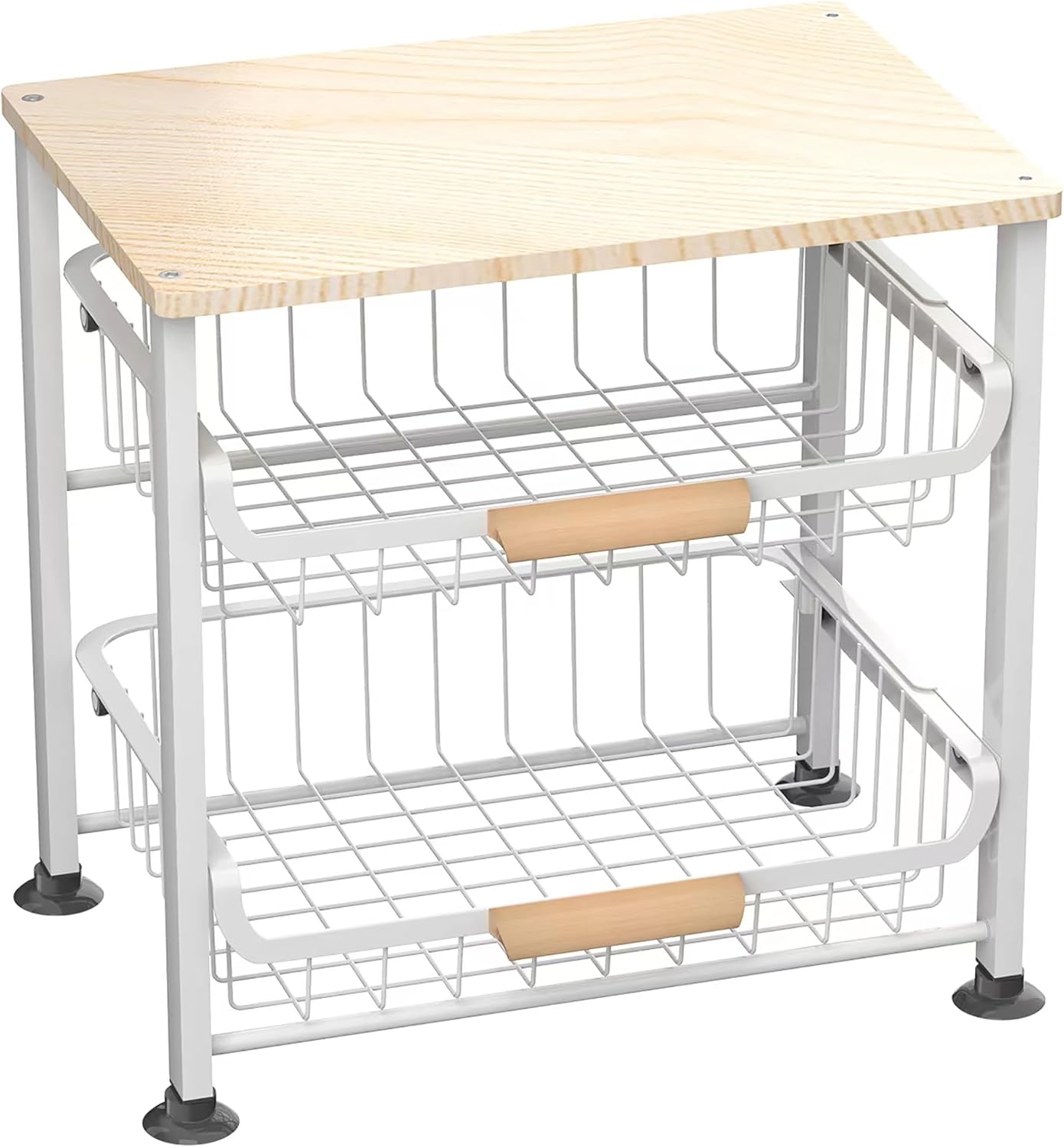 NiuYichee 3-layer Kitchen Fruit Storage Basket Snack Rack, Countertop & Desktop Pull-out Metal Basket with Handle, Organizers