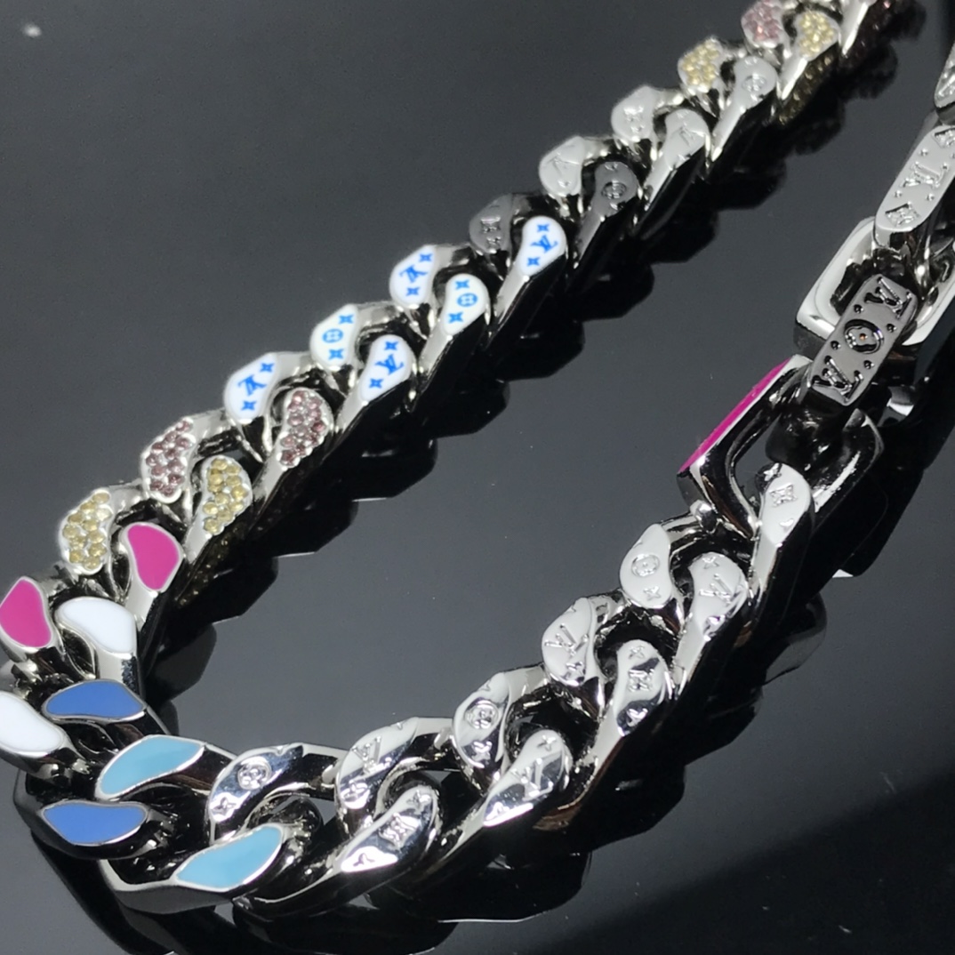 Louis Vuitton Cuban Chain Monogram Necklace Mens - Original Replica Club