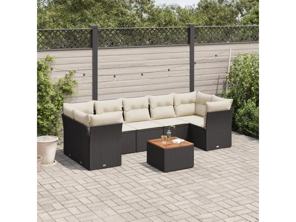 Set de sofás de jardín 6 piezas y cojines ratán sintético negro URGG22677