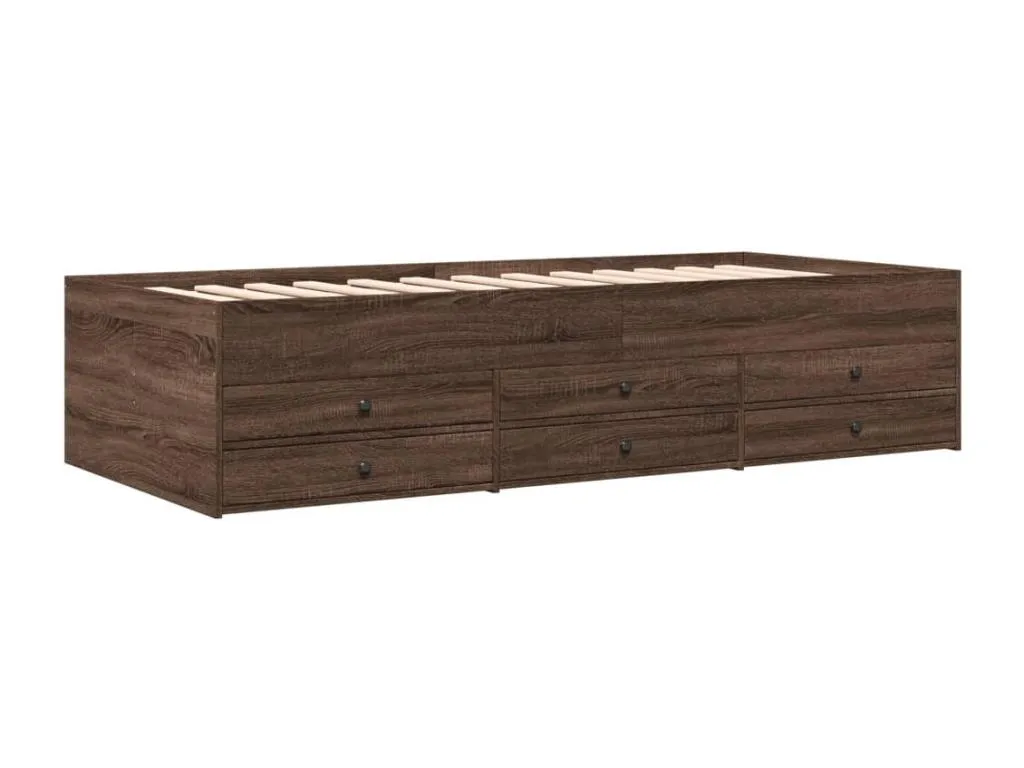 Sofá cama con cajones sin colchón Homepleno marrón 90x200 cm 67994bzic