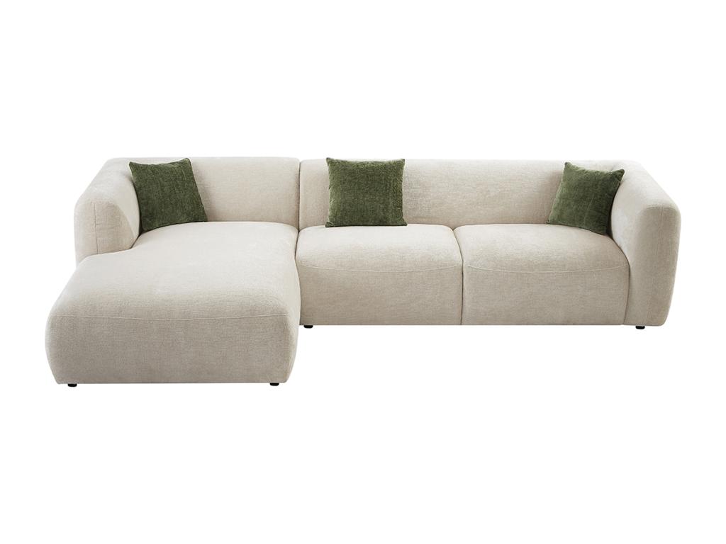Sofá rinconera izquierda de tela beige TANCAVO