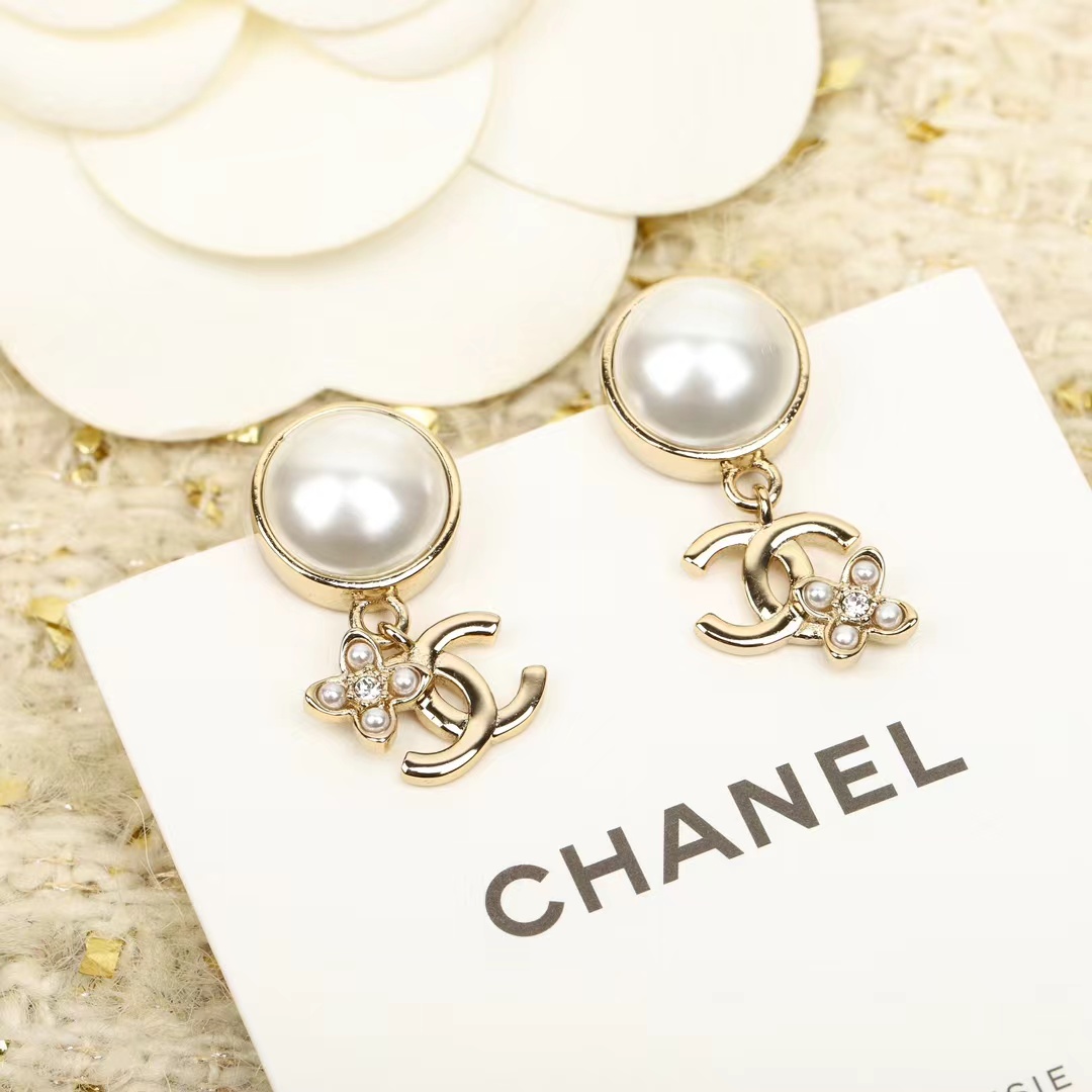 Chanel Pearl Stud Double C Dangle Earring - Original Replica Club