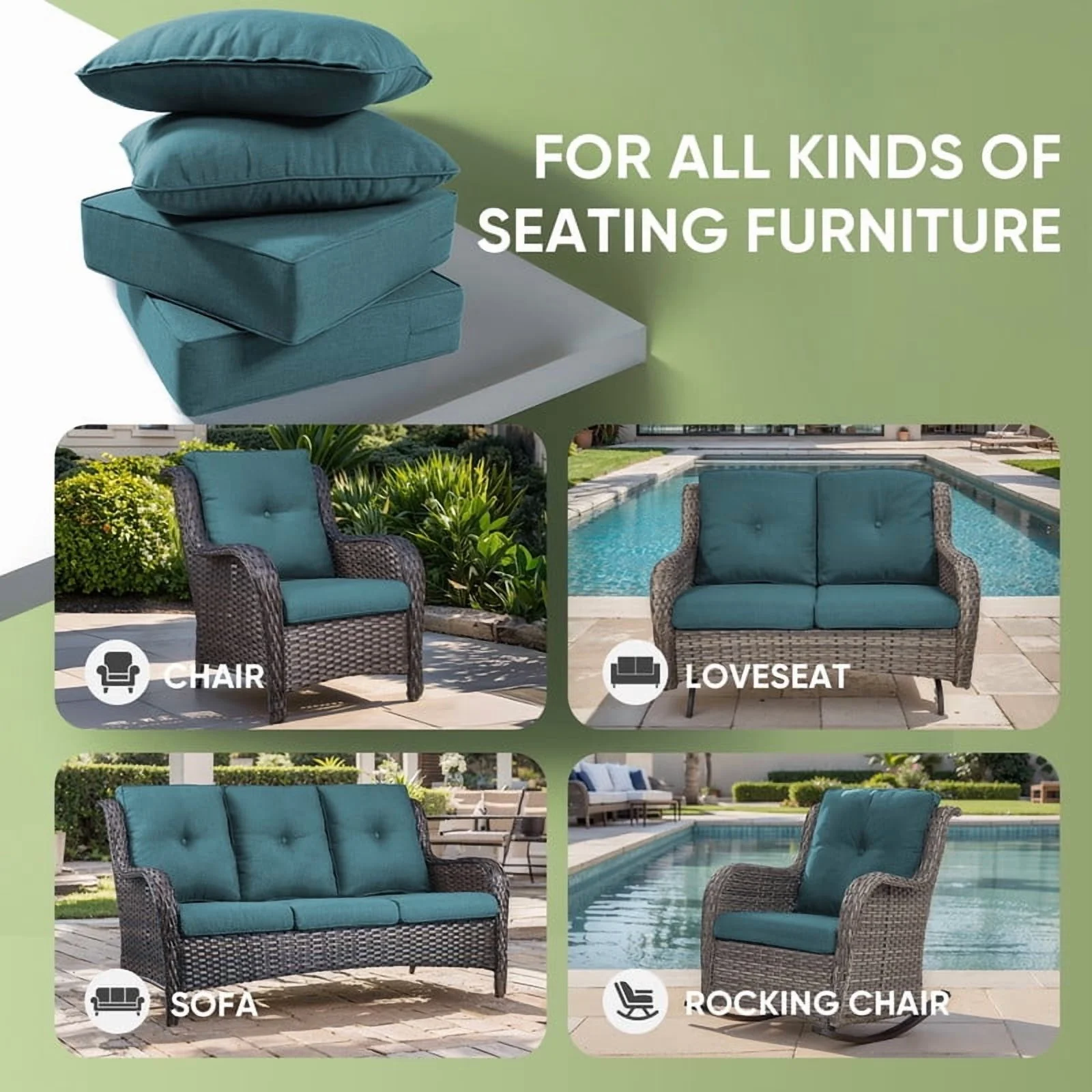 Bellefurn Outdoor Deep Seat Cushion 24 X 24 X 6 inch for Patio Furniture,Outdoor Chair Cushions Waterproof & Fade Resistant Patio Furniture Cushions for Wicker Chair, Sofa, Couch - Image 62