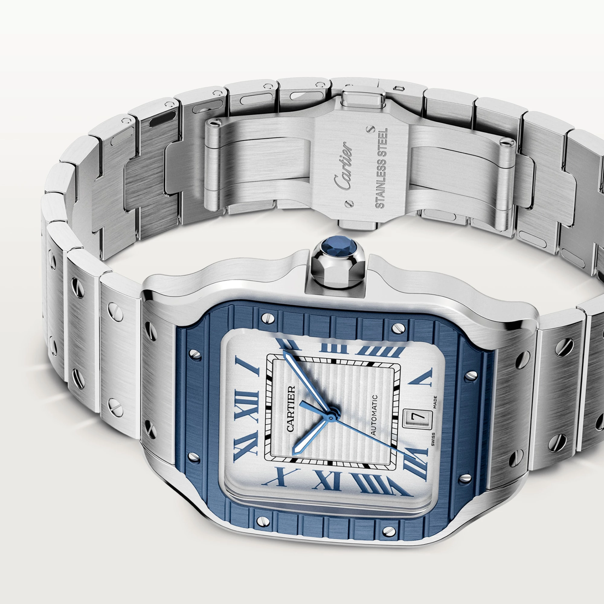 Cartier Santos de Cartier Men Automatic Grey Stainless Steel Watch WSSA0047