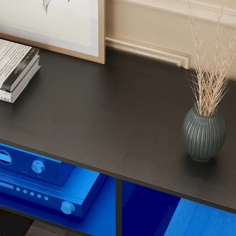 Modern Modular TV Stand with LED Lighting & Open Storage
