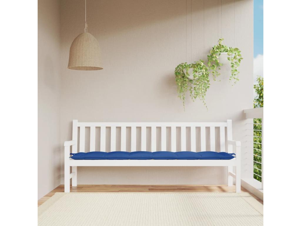 Cojín para banco de jardín tela Oxford azul real 200x50x7 cm