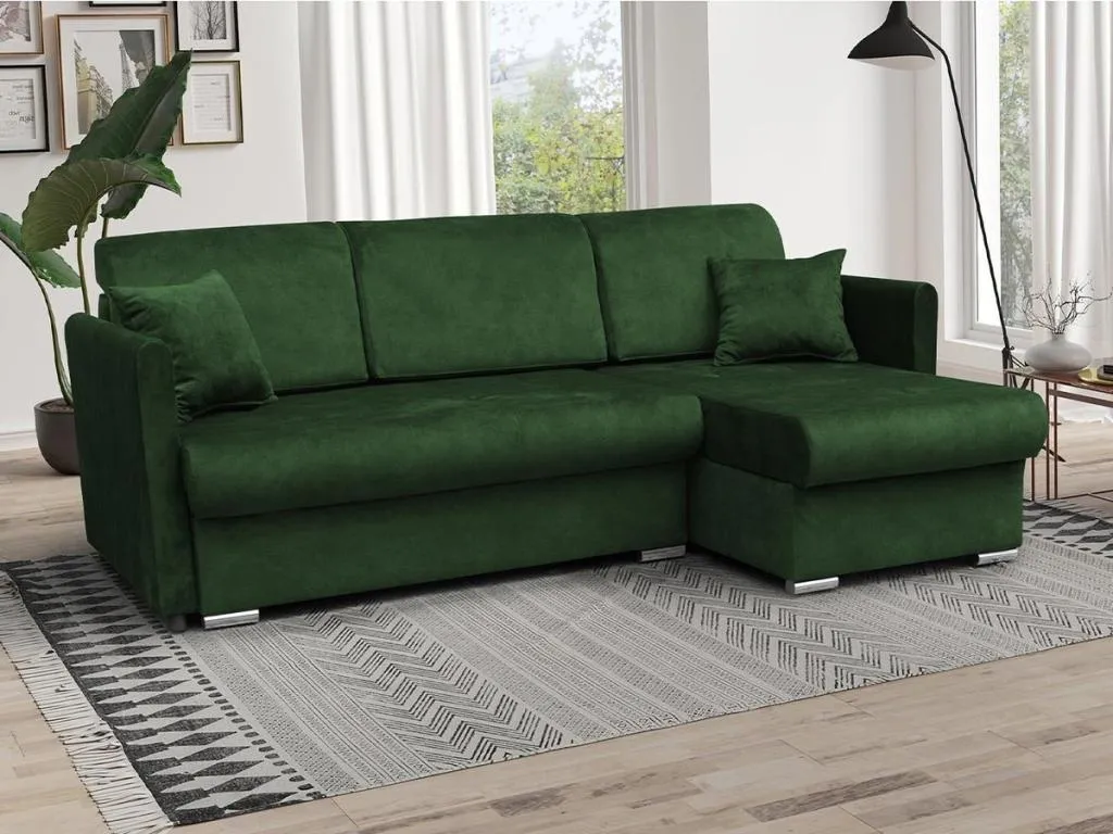 Sofá rinconero Habitarluz 115 Verde Función de descanso Caja de ropa de cama 220x148cm DVCS14398