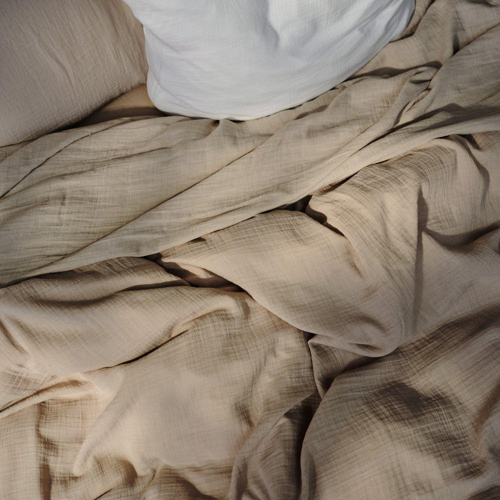 Housse de couette en gaze de coton - Beige Quai de Seine