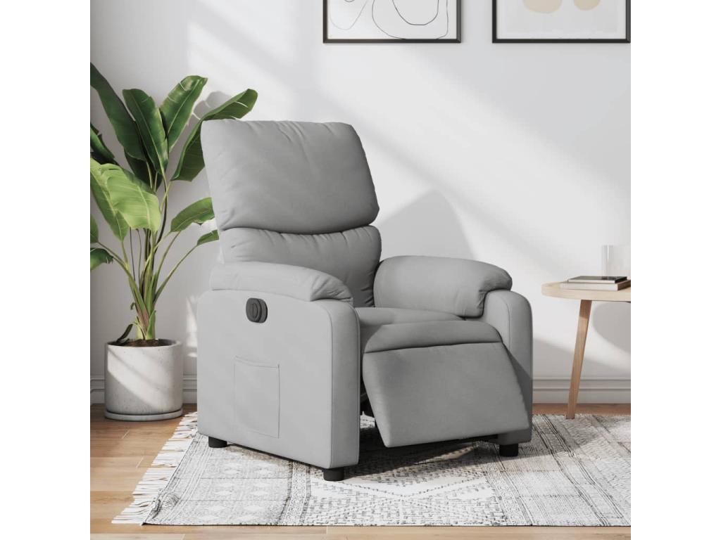 Sillón reclinable eléctrico tela gris claro