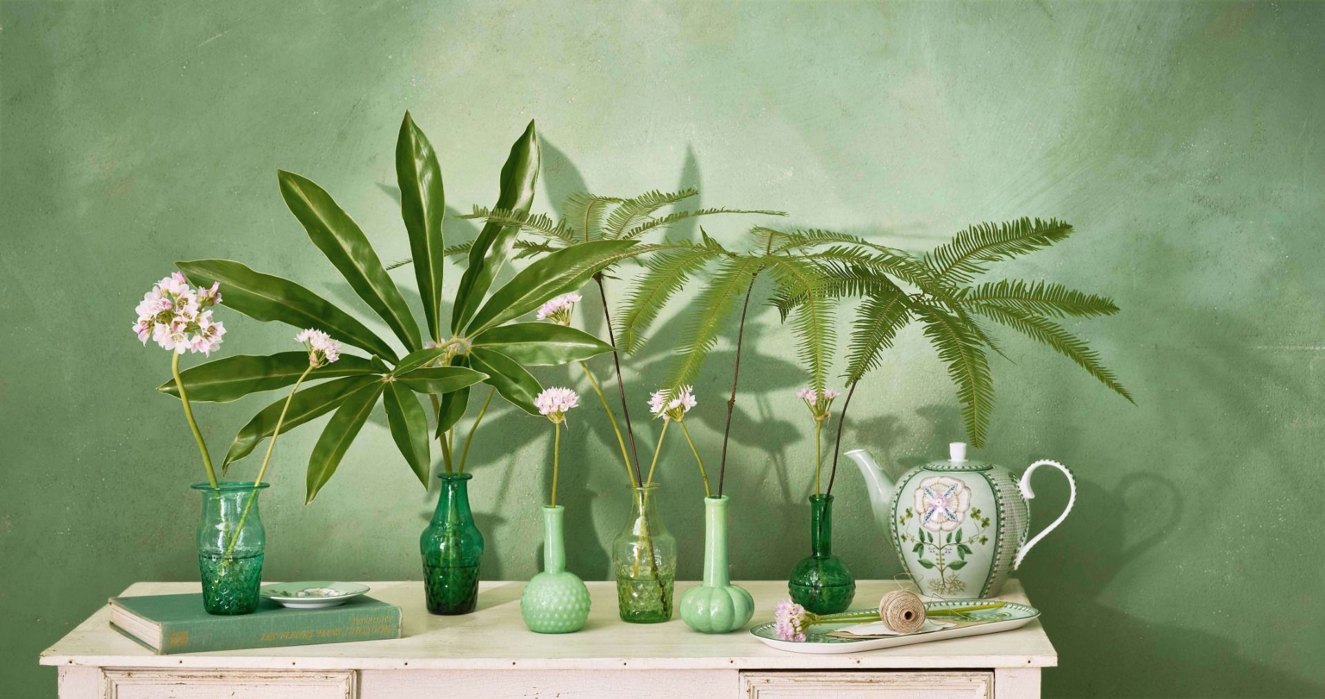 Set/3 Small Vases Glass Soft Green