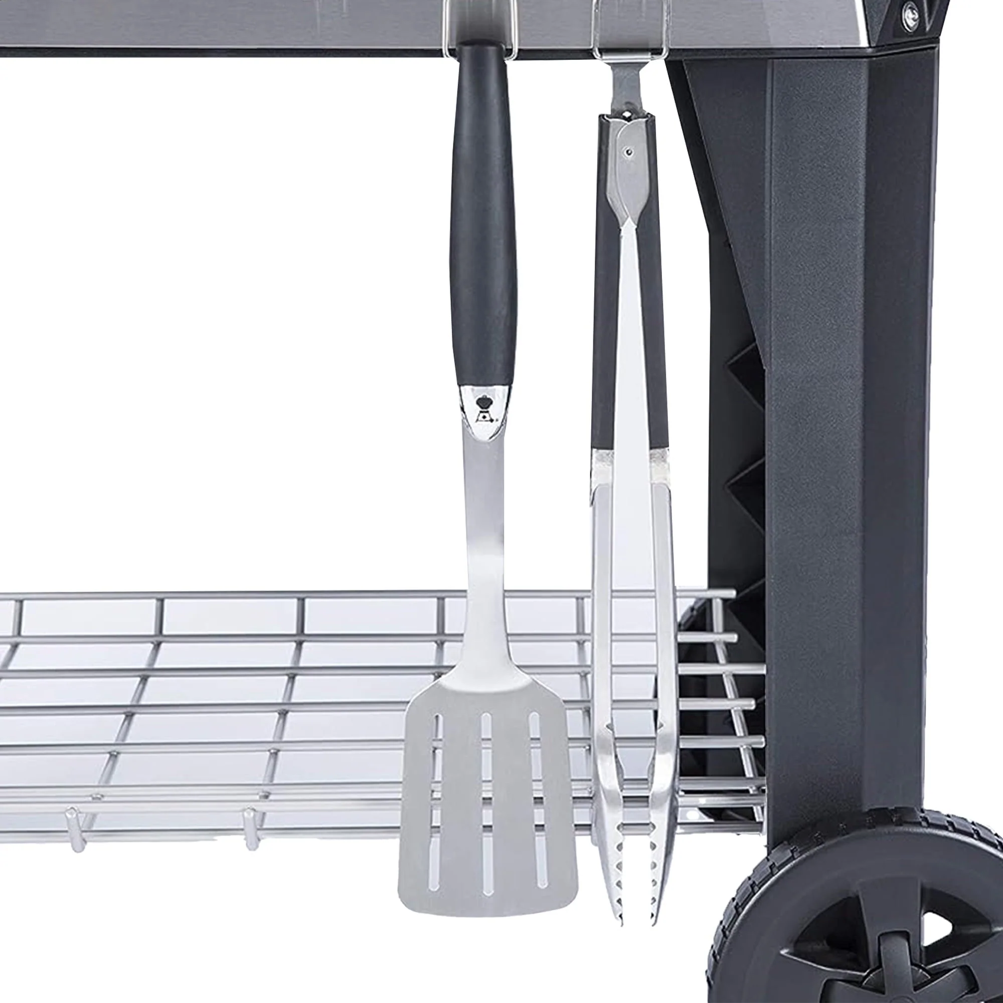 Weber Pulse 200 Electric Grill Rolling Cart with Foldable Side Table, Black - Image 8
