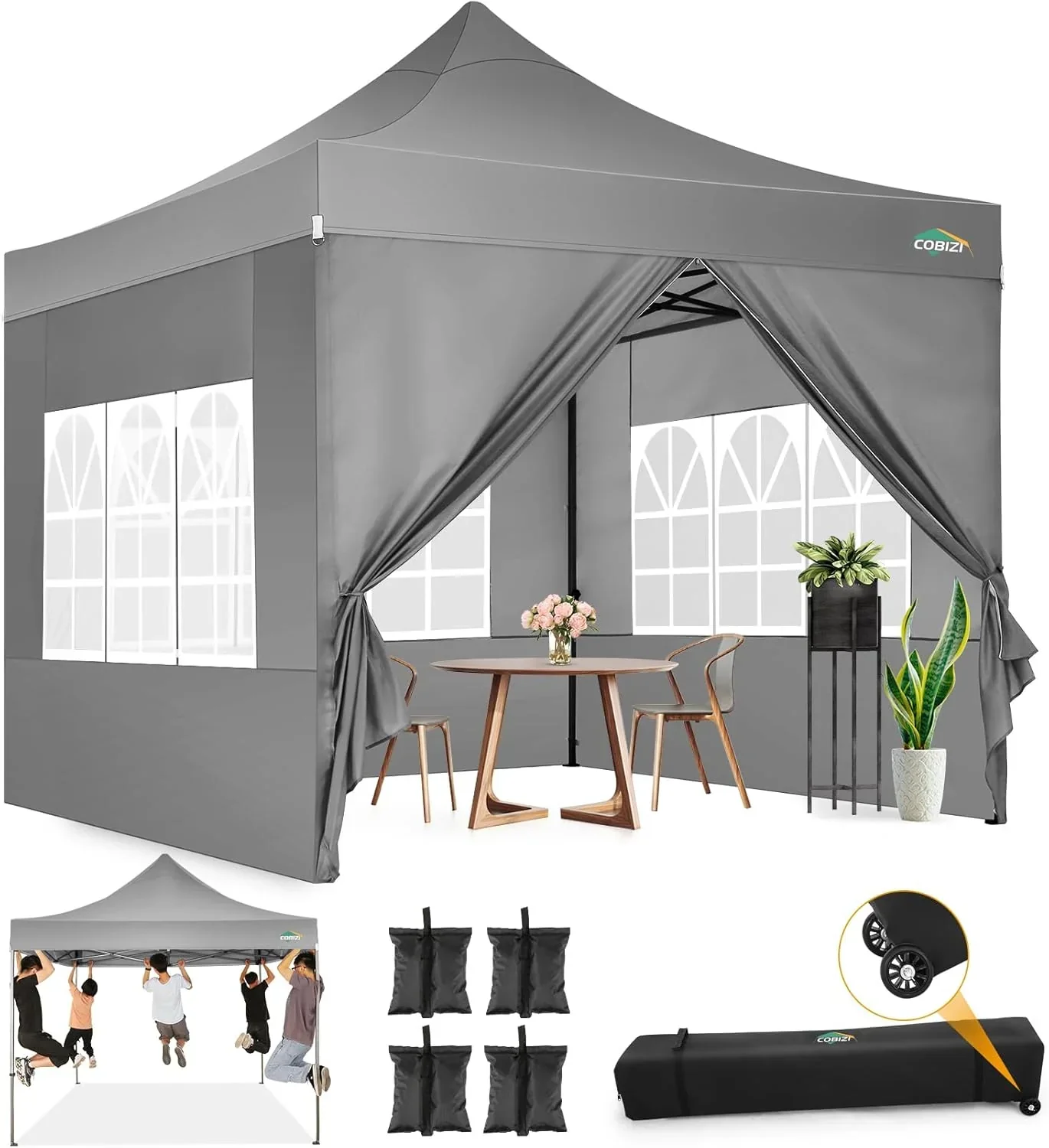 COBIZI 10x20 Heavy Duty Pop up Canopy Tent 6 sidewalls Commercial Canopy Wedding Party Tents