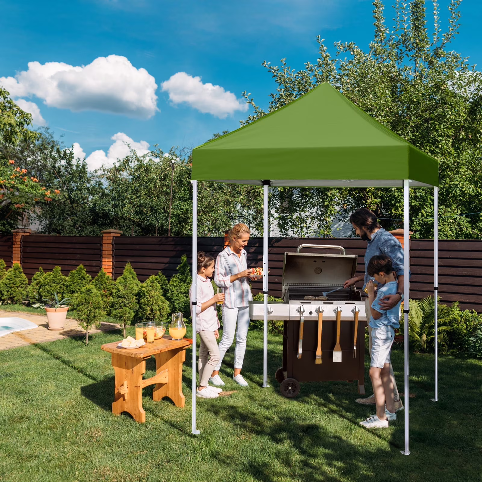 EAGLE PEAK 5x5 Pop up Canopy Tent Instant Outdoor Canopy Easy Set - up Straight Leg Folding Shelter（blue）