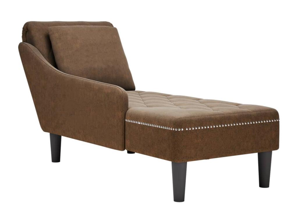 Sillón Cozetiq con cojín y reposabrazos derecho en piel sintética marrón