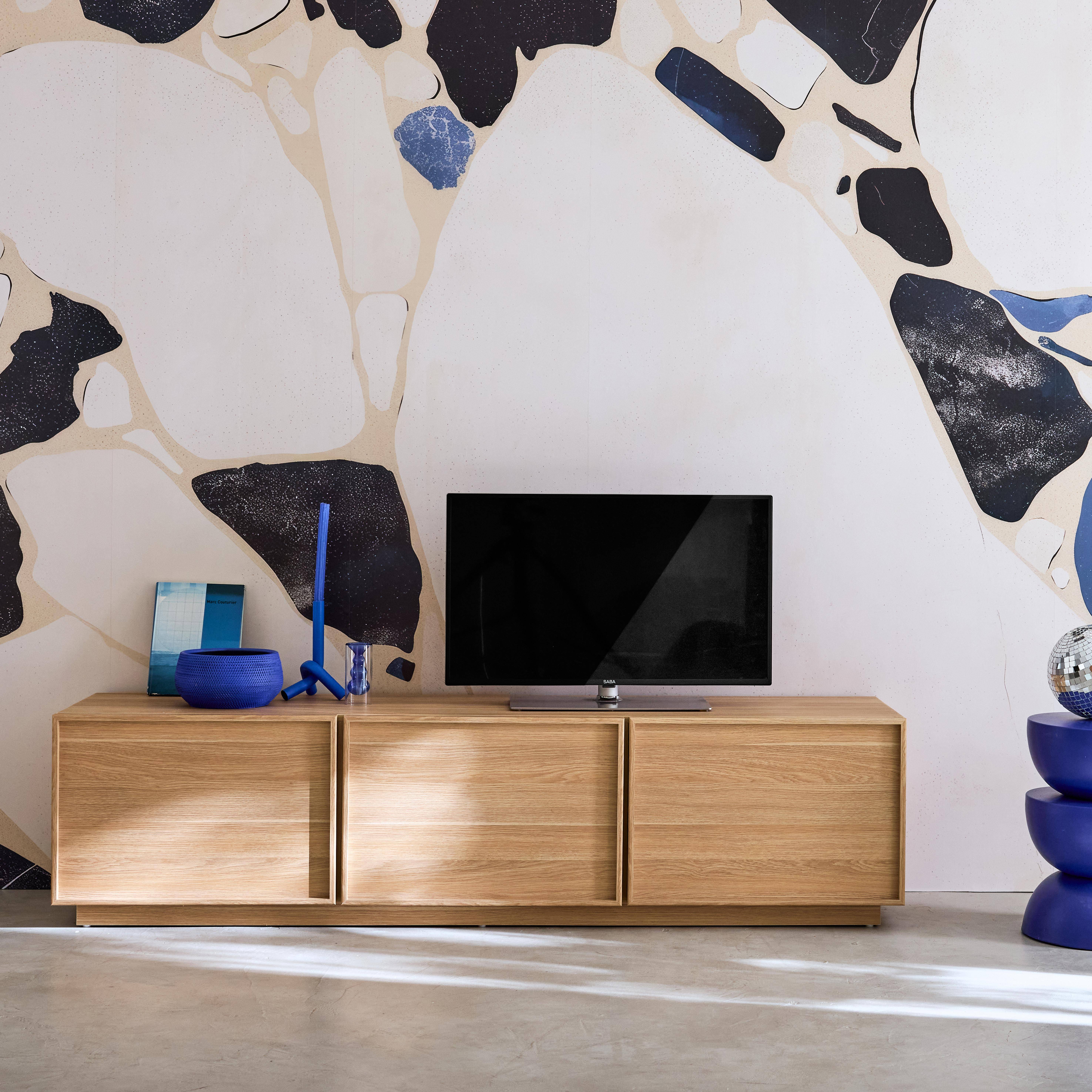 Kuba - Mueble de TV de decoración de madera 3 puertas, 180cm