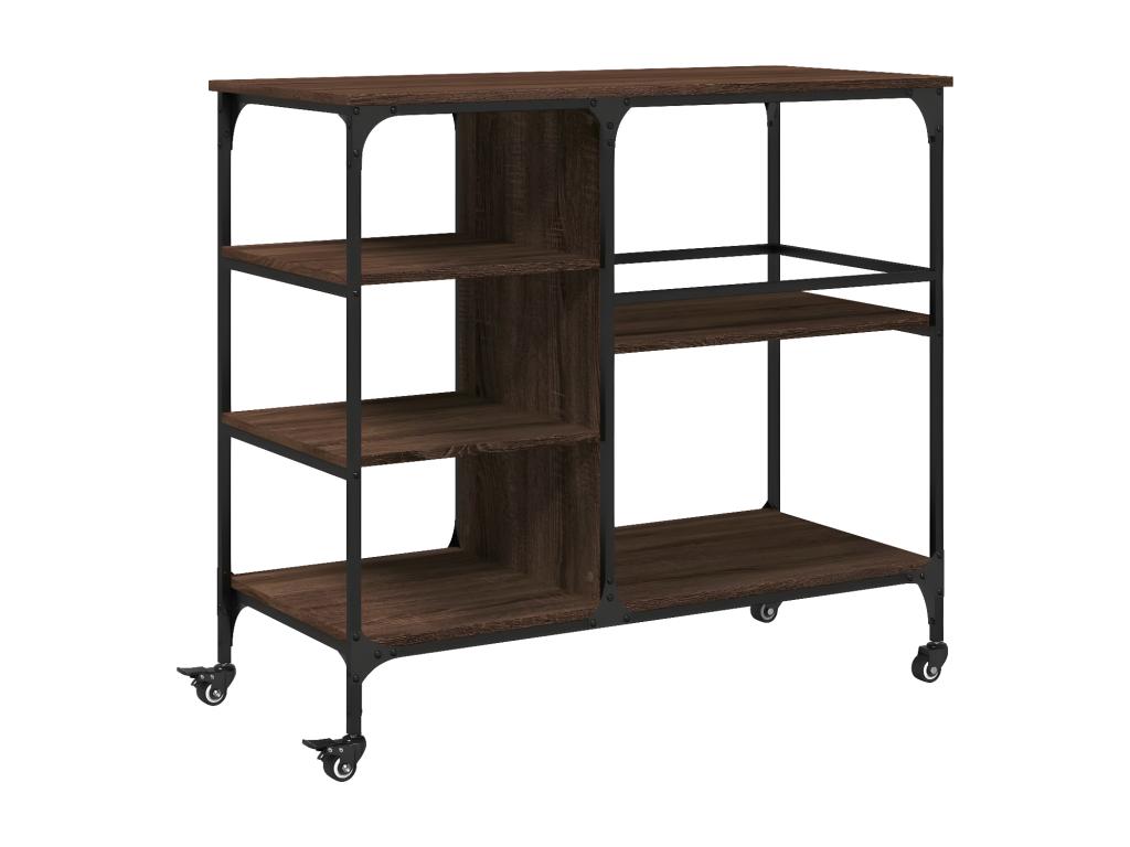 Tucasago Carrito de cocina madera ingeniería marrón roble 100x45x89,5 cm
