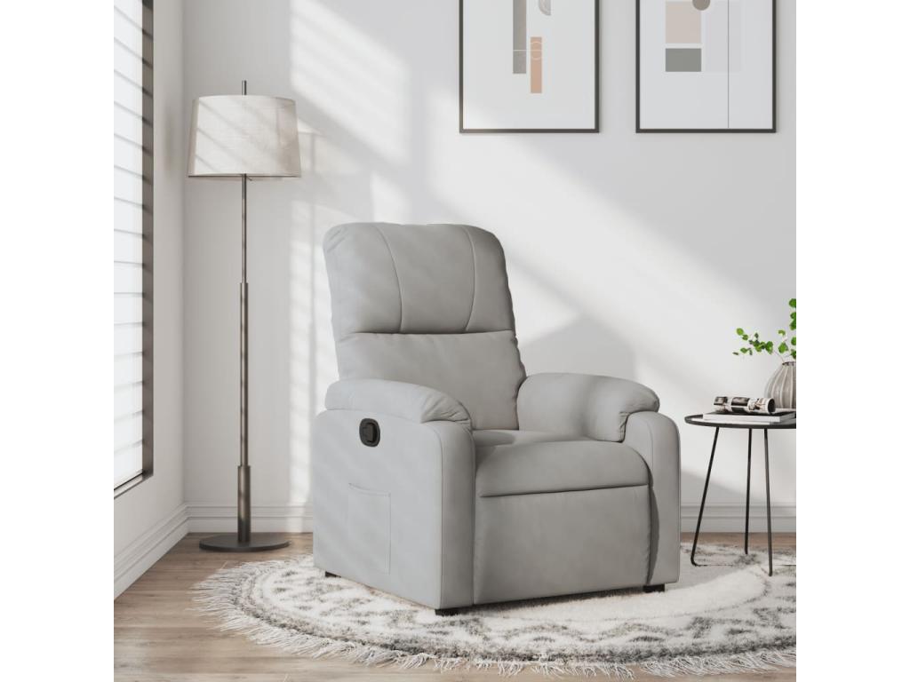 Sillón reclinable tela de microfibra gris claro