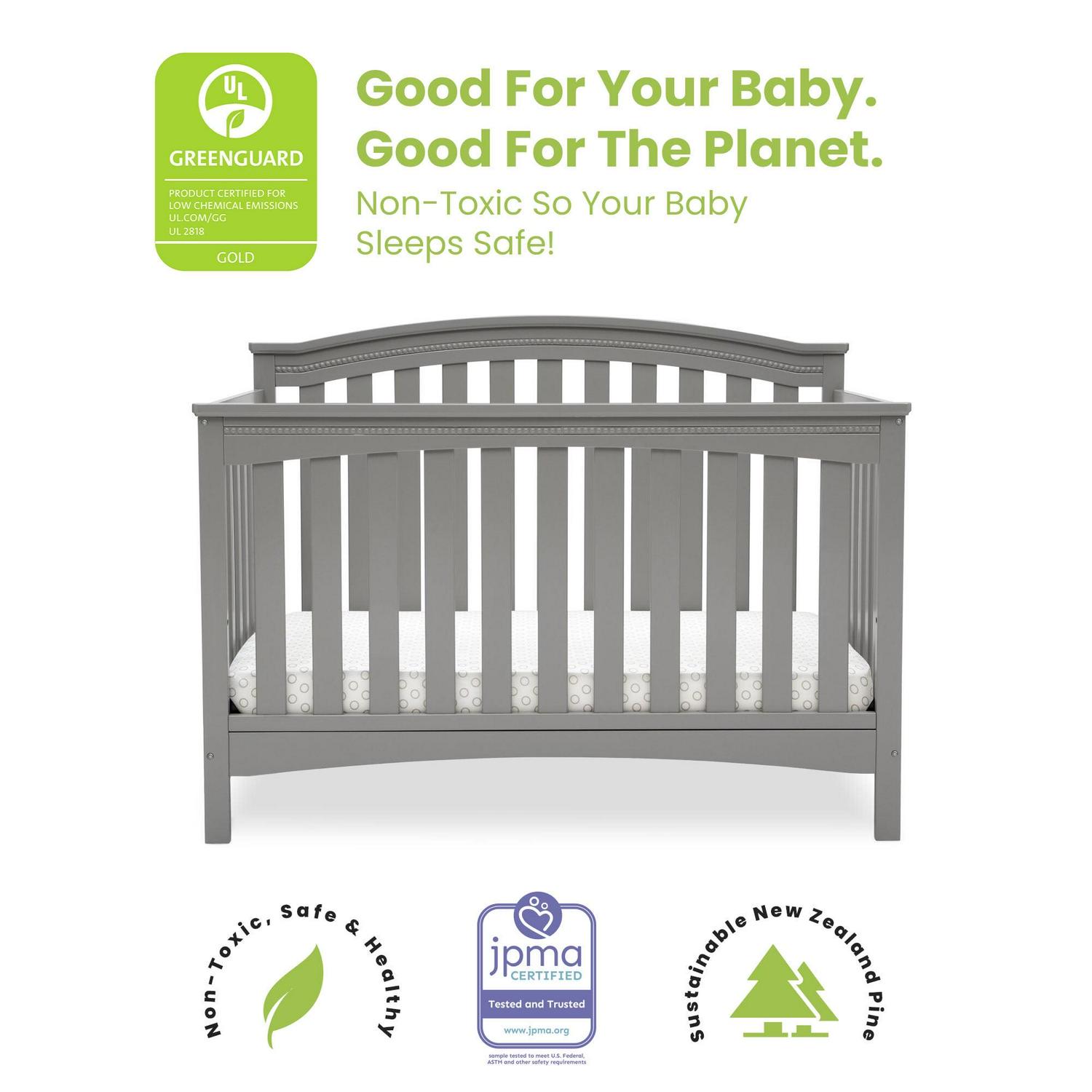 Delta Children Waverly 6-in-1 Convertible Baby Crib. Grey - Image 13