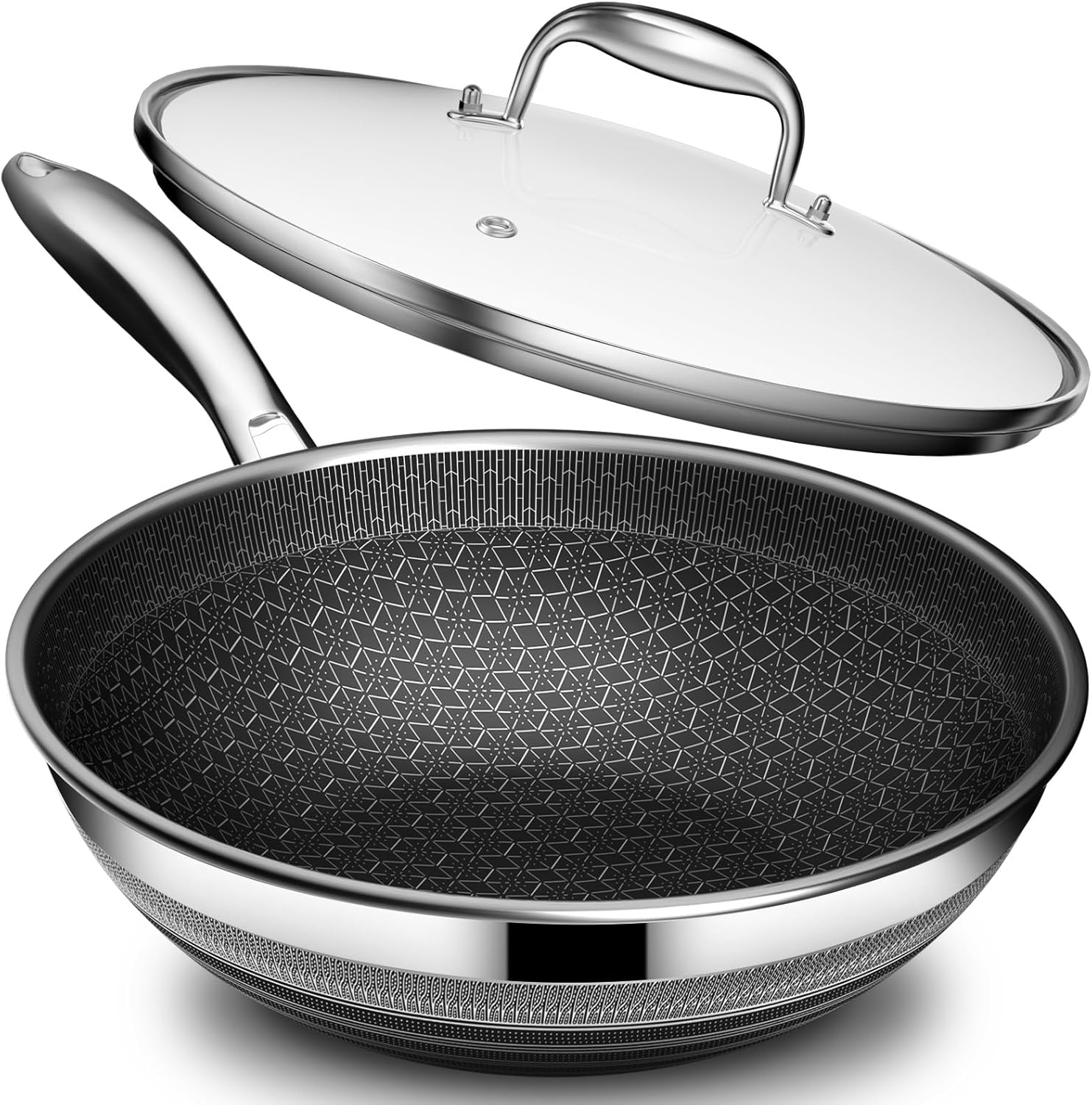 Woks & Stir-fry Pans Nonstick - Hybrid 304 Stainless Steel Wok 10.8