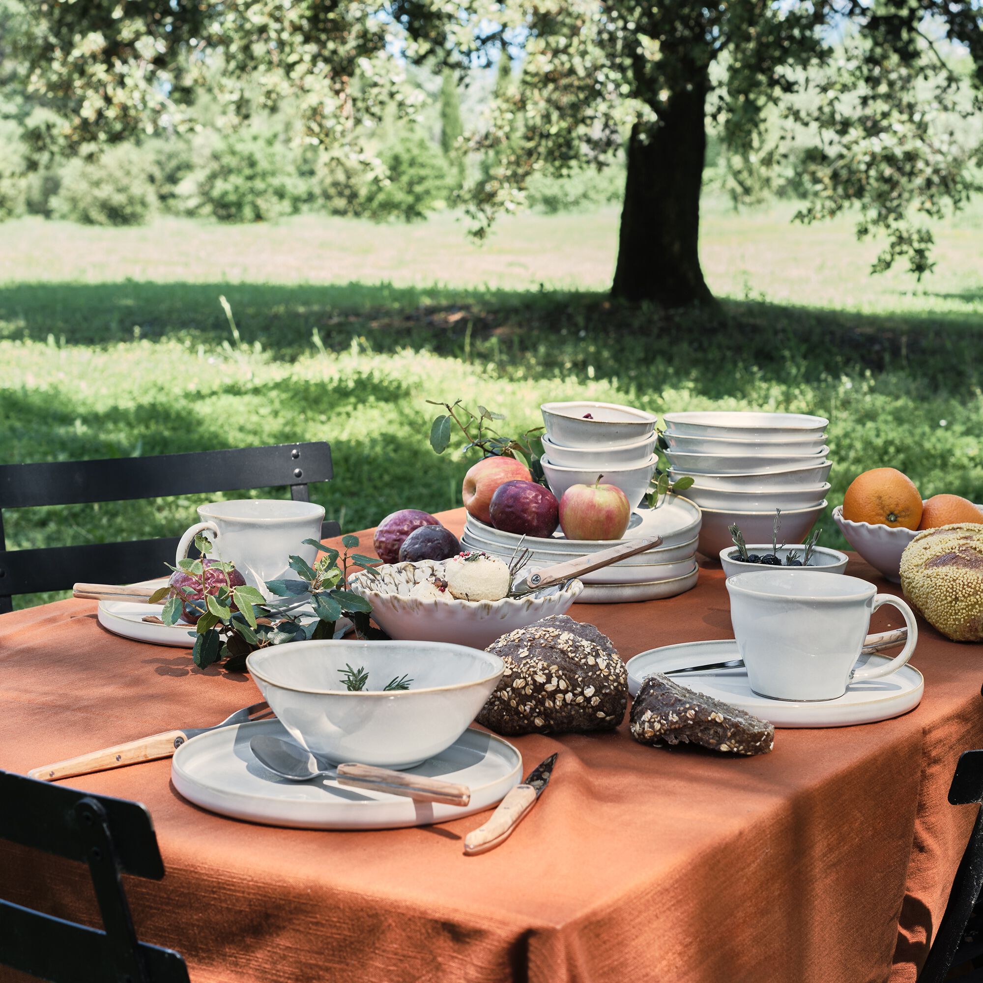 ALBA - Service petit déjeuner en grès - beige alpilles